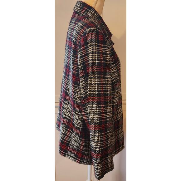 Sag Harbor Women's Tweed Plaid Red Black White Shacket Blazer - Picture 3 of 5